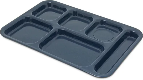 Vista 9 de Carlisle FoodService Products Bandeja de plástico para comida diestra con 4 compartimentos para escuelas, cafeterías y comedores, melamina, 10 x Azul
