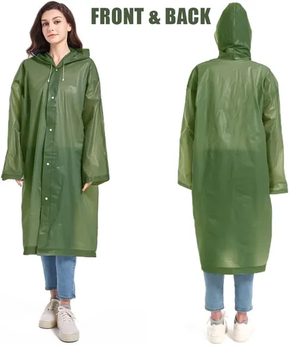 Vista 25 de Abrigos de lluvia (paquete de 2) – Ponchos de lluvia reutilizables de EVA para adultos, chaquetas impermeables para hombres y mujeres