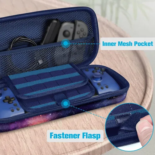 Vista 4 de Fintie Carrying Case for Hori Nintendo Switch Split Pad Pro Controller - Shockproof Protective Cover Travel Bag w30 Game Card Slots, Compatible with