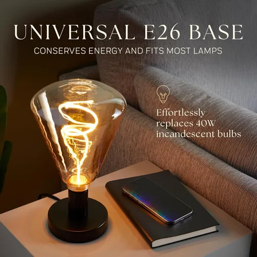 Vista 7 de Next Glow Bombilla LED decorativa Edison de filamento LED – 240 lúmenes, 4.9 W, regulable, 2000 K blanco cálido, base mediana E26 con impresionante
