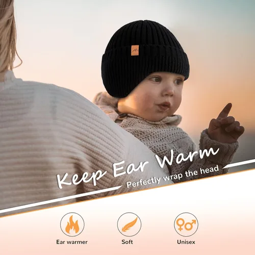 Vista 5 de POXIMI Gorro de invierno para bebé, gorro cálido para niña, con orejeras