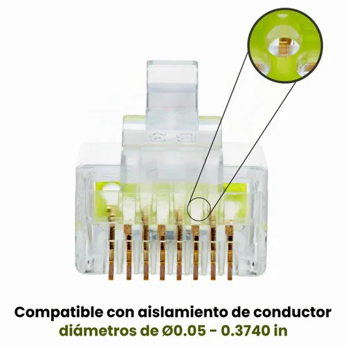 Vista 3 de trueCABLE Conectores RJ45 Cat6/6A, enchufe modular escalonado, sin blindaje (UTP), listado UL, barra de carga, chapado en oro, 3 clavijas 8P8C, 20