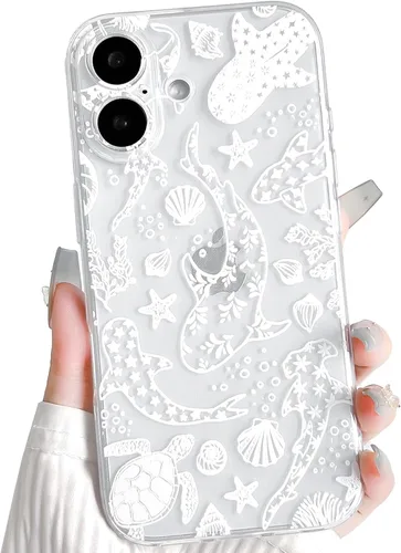 Vista 119 de NITITOP Funda para iPhone 13 Clear Sea Animal - Pez negro Pescado Negro