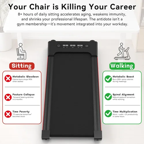 Vista 6 de GOYOUTH 2.25HP Walking Pad, Quiet Under Desk Treadmill for Office, 300 LBS Negro