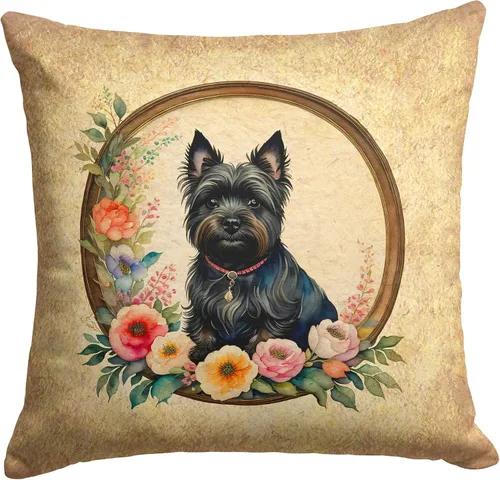 Vista 21 de Caroline's Treasures DAC2072PW1414 Affenpinscher and Flowers - Almohada decorativa de tela, lavable a máquina, para interiores y exteriores