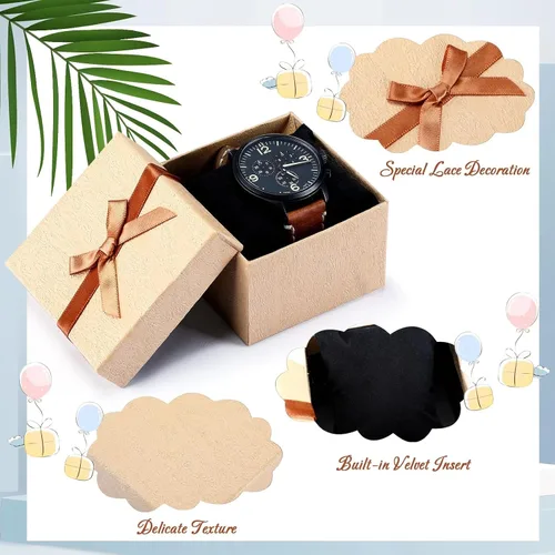 Vista 3 de Jexine 12 cajas de regalo para el día del padre para papá y hombres de 3.5 pulgadas, caja de anillo de collar, aretes, caja de lazo, cartón