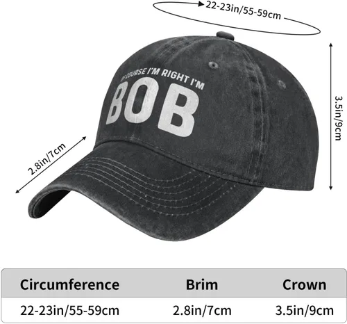 Vista 5 de of Course I'm Right I'm Bob - Gorra de béisbol para hombre, gorra vintage