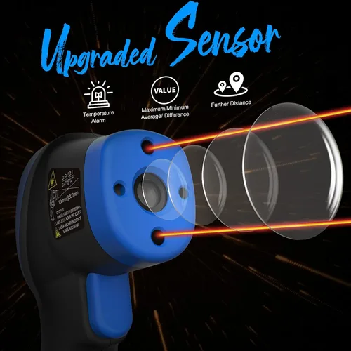 Vista 2 de AIOMEST Termómetro infrarrojo digital – Pistola de alta temperatura sin contacto AI-1500 Medidor de temperatura de pirómetro infrarrojo -58 ~ 2732 ℉