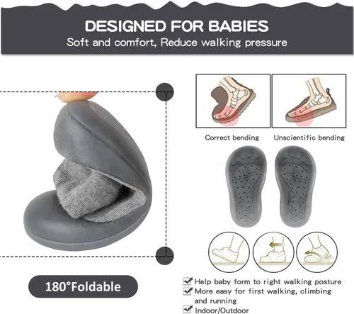 Vista 5 de SEBELLST Zapatos de calcetín para bebé, suela de goma animal, antideslizante, para interiores, para primeros pasos, zapatos de piso para niños