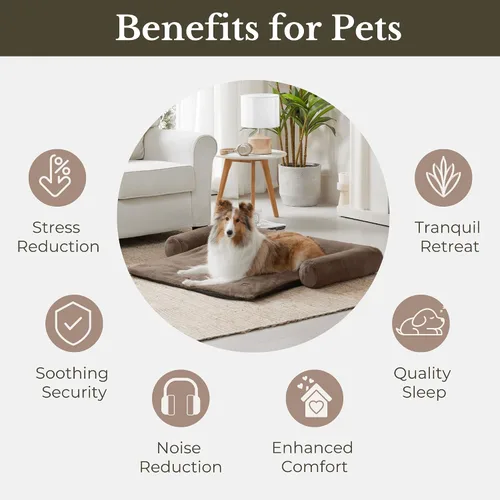 Vista 3 de Allisandro Tapete de cama calmante para perro, funda de sofá lavable para perros, cómoda y antideslizante con cojín, funda protectora impermeable