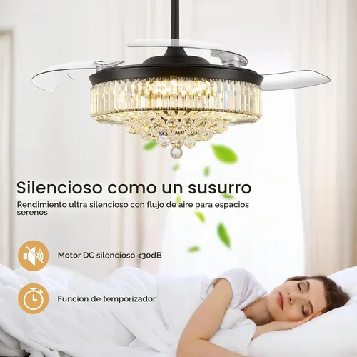 Vista 7 de Ventilador de techo de 42 pulgadas con luz, ventilador retráctil
