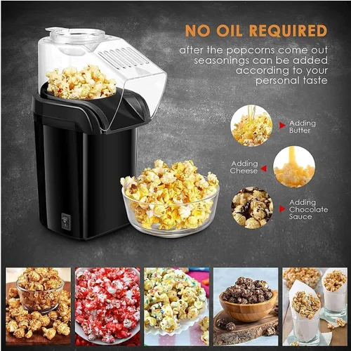 Vista 5 de Máquina portátil de palomitas de maíz, máquina de palomitas de maíz, máquina de palomitas de maíz, rápida y fácil de usar, para familias con y Negro