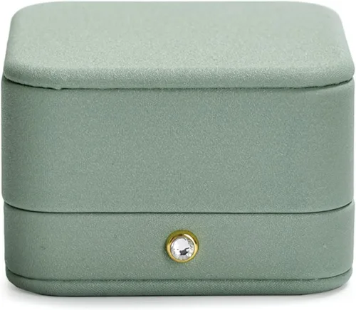 Vista 6 de Caja de regalo de joyería interior de terciopelo para collar colgante de cuero verde premium