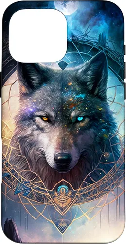 Vista 19 de Wolf Mystical Surreal Fantasy Funda para iPhone 17