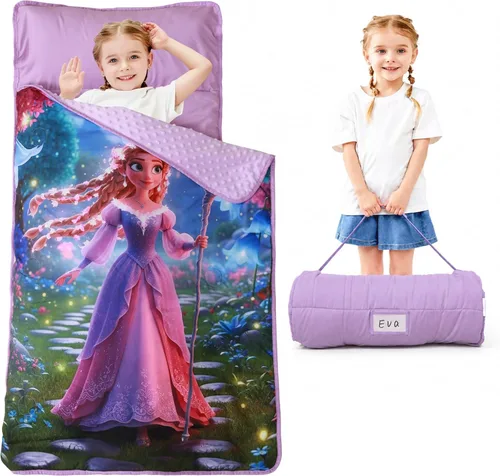 Vista 20 de Lasoftan Tapete para siesta para niños con almohada y manta, tapetes enrollados extra grandes para siestas, bolsas de dormir para niños y niñas