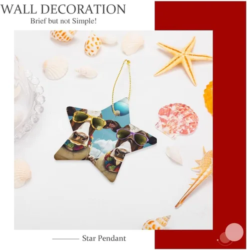 Vista 5 de Adorno de vacas en gafas de sol de porcelana de doble cara de 3 pulgadas, casa de campo, árbol de Navidad, accesorios para colgar, adorno de regalo