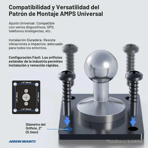 Vista 4 de ARKON Mounts - Adaptador de bola de metal de 4 agujeros a 0.669 in