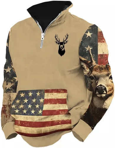 Vista 23 de LOAIHA Native American - Sudadera con capucha para hombre, manga larga, cremallera de 1/4, chaqueta vaquera