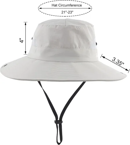 Vista 2 de Sombrero de verano para mujer, ala ancha, protección UV, plegable, para cola de caballo, para playa, pesca, senderismo Beige