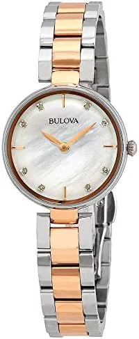Vista 2 de Bulova 98P147 - Pulsera de reloj de dos tonos de acero inoxidable de dos tonos para mujer (0.472 in)