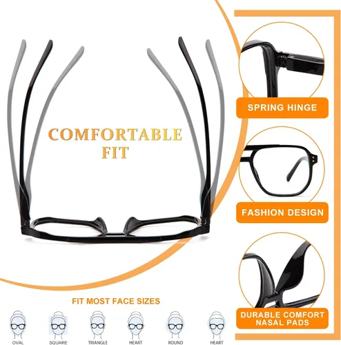 Vista 3 de JO Progressive Multifocus Reading Glasses Men Women - No Line Progressive Reader Half-Rim for Mid-Near