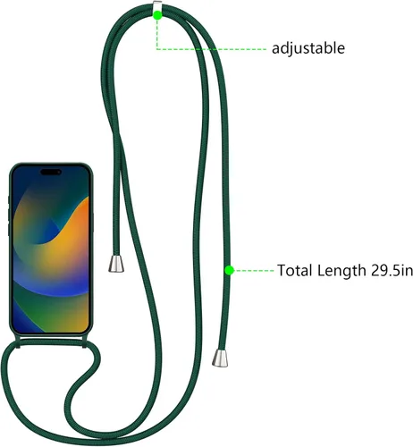 Vista 3 de ZTOFERA Funda para iPhone 12 Pro Max de 6.7 pulgadas con correa, funda cruzada con cordón ajustable para el cuello para el hombro, silicona suave a