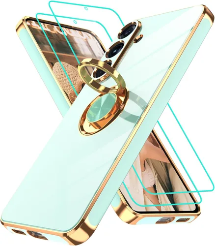 Vista 18 de Funda para Motorola Moto G 5G 2024: Funda Moto G Play 5G 2024 con 2 piezas de protectores de pantalla, soporte de anillo de rotación de 360°