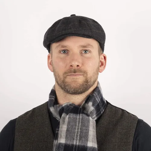 Vista 2 de Heritage Traditions Gorro de lana Tweed Panel Peak Newsboy Gorra Azul, Azul