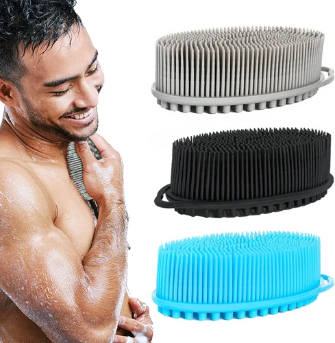 Vista 8 de TDHDIKE Esponja de silicona para el cuerpo, juego de 3 esponjas suaves exfoliantes para baño y ducha, cepillo para niños sensibles, mujeres
