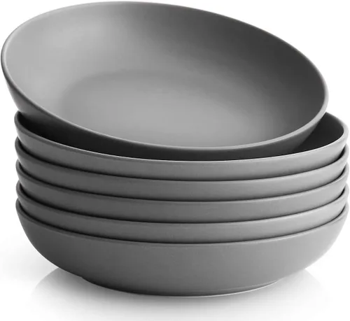 Vista 12 de Y YHY Tazones para pasta de 30 onzas, cuencos grandes para servir ensalada, cuencos de sopa poco profundos, cuencos de porcelana para pasta, juego