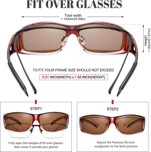 Vista 46 de Polarized Sunglasses Fit Over Glasses for Women Men with UV400 Protection Over Wrap Around Sun Glasses