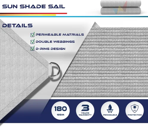Vista 3 de Windscreen4less - Toldo rectangular para exteriores, para patio, jardín y terraza, color gris