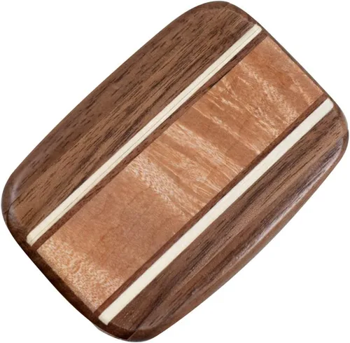 Vista 2 de Pastillero de bolsillo fabricado en Estados Unidos (tamaño estándar), madera de nogal con incrustaciones de arce With Inlaid Burl Maple