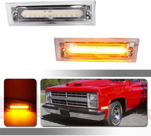 Vista 8 de Para 1981-1991 Chevrolet Pickup Blazer Jimmy Suburban C10 C20 C30 GMC Parachoques Delantero Señal Lateral Marcador Carcasa Lente Ámbar 915557 915558