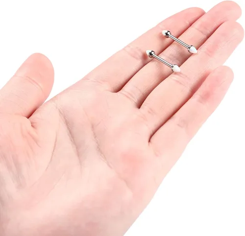 Vista 7 de GAGABODY Par de anillos para pezón G23 de titanio con rosca interna, 0.472in a 0.709in, barra recta para pezón para mujeres y hombres, joyería