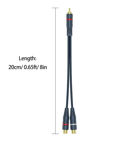 Vista 7 de RCA Splitter 1 macho 2 hembra, paquete de 2, cable divisor RCA Y cable de extensión adaptador de audio y video de 0.2M/0.65ft para altavoz