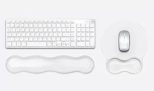 Vista 14 de Alfombrilla para mouse con reposamuñecas, juego de almohadillas de mouse de gel suave con soporte de muñeca de mano, bonitos accesorios
