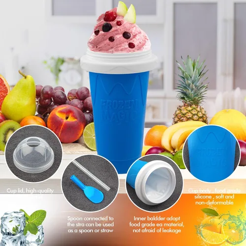 Vista 2 de Tazas para Slushie Maker, Taza mágica de congelación rápida para batidos caseros y helados, Tazas de enfriamiento, Taza de Slushie Maker de doble