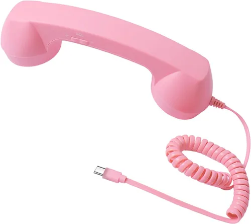 Vista 11 de Auricular retro para teléfono, teléfono fijo, receptor de teléfono retro con botón de respuesta tipo C, cable de conexión con altavoces y control