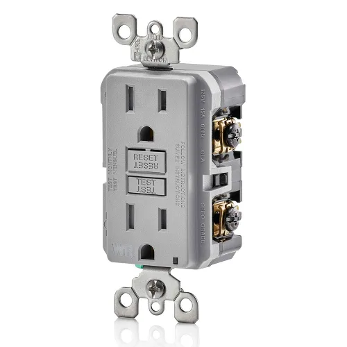 Vista 9 de Leviton SmartlockPro receptáculo resistente al clima, comprobación automática, con guía de luz e indicador LED, GFWT1-E