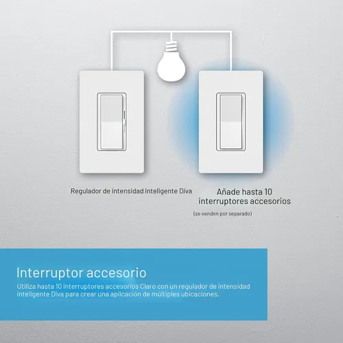 Vista 7 de Lutron - Interruptor inteligente Diva con regulador de intensidad de iluminación inteligente Caséta para bombillas LED, Alexa, Apple Homekit, Google