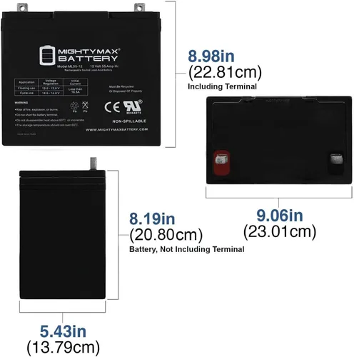 Vista 2 de Mighty Max Battery ML55-12 - Batería SLA de 12V 55AH - Paquete de 2