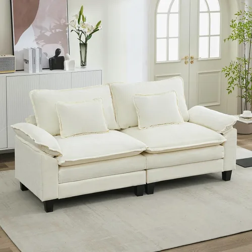 Vista 47 de URRED - Sofá seccional modular tipo nube, cómodo sofá cama de chenilla moderna con asientos profundos y otomán/almohadas para sala de estar