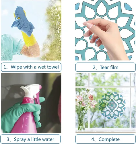 Vista 5 de GORGECRAFT 4 calcomanías estáticas para ventanas, calcomanías de vidrio anticolisión, película de vinilo no adhesiva, calcomanías de decoración