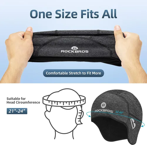 Vista 5 de ROCKBROS Gorro de calavera para hombres y mujeres gorro térmico de invierno para correr gorro con agujeros para gafas