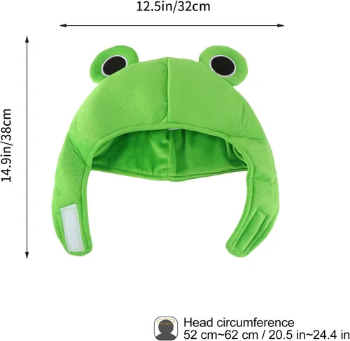 Vista 2 de Amosfun Gorro de rana de felpa para adultos, disfraz de conejito de rana, 1 pieza de adorable caricatura, adorable sombrero de rana de felpa suave
