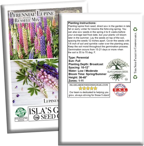 Vista 7 de Russell Mix - Semillas de flores de altramuz (Lupinus perennis) – Más de 150 semillas sin OMG y reliquias de Isla's Garden Seeds, flores perennes