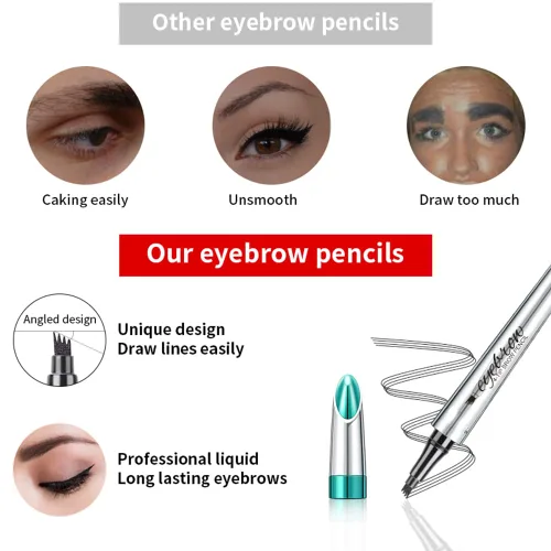 Vista 8 de Lápiz de cejas con microcabezal de 4 puntas, bolígrafo de microblading líquido para cejas, bolígrafo de cejas micro de 4 puntos de larga duración