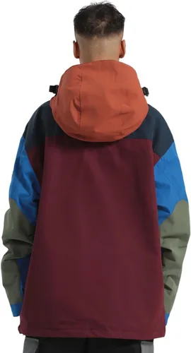 Vista 25 de GSOU SNOW Chaqueta de esquí para hombre, abrigo de nieve para snowboard, cálido, invierno, impermeable, con capucha