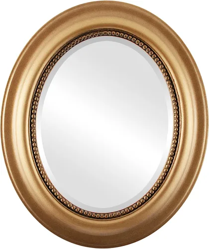 Vista 14 de OVALCREST Espejo de pared ovalado biselado para decoración del hogar, estilo patrimonial, espray plateado, dimensiones exteriores de 25 x 29 pulgadas